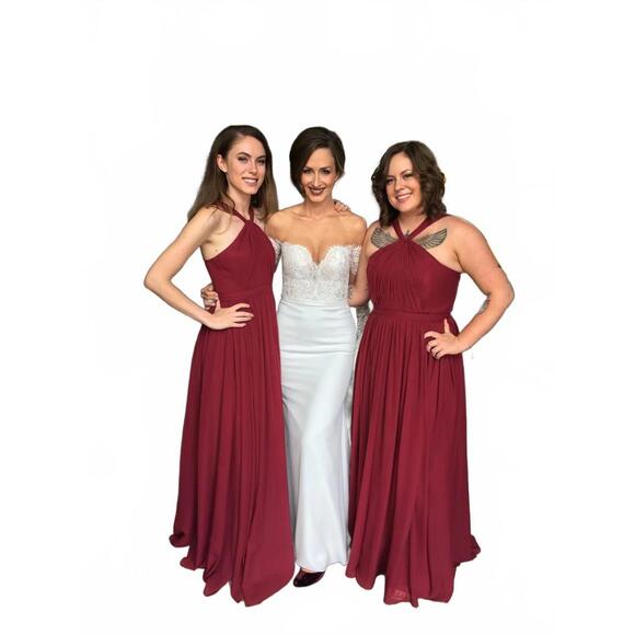 Weddington Way Cora Cabernet Chiffon  Maxi Gown Prom Bridesmaid sz 0 NWT $250 - Picture 1 of 6